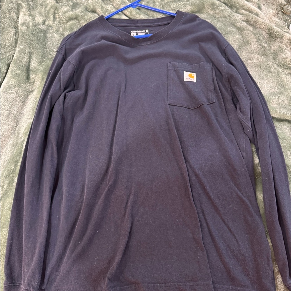 Carhartt Navy Long Sleeve Tee with Pocket